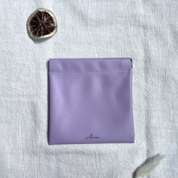 Customised Leather Pouches, Personalised Snap Pouches, Customised Macaron Pouches - Lavender